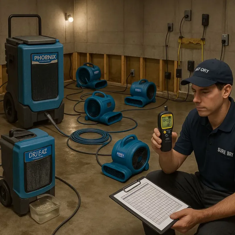 Structural Drying and Dehumidification process in Tabor City, NC